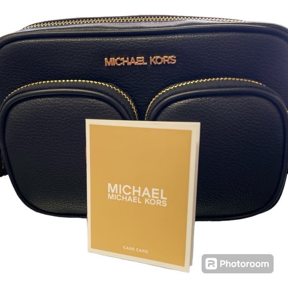 NWT MICHAEL KORS Jet Set Medium Leather Crossbody w/ Case for Apple AirPods Pro - Picture 3 of 8